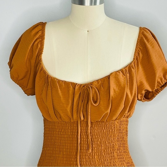 Love Tree Body-con Ruffle Hem Puff Short Sleeve Dress- Size Medium - Picture 2 of 7